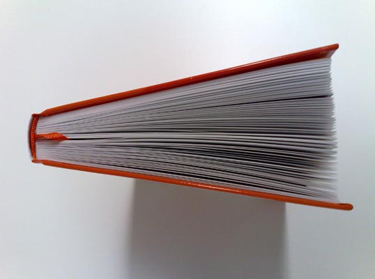 Top side view of the book.