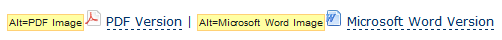 PDF version’ text link next to a PDF icon with the ALT attribute ‘PDF image’. ‘Microsoft Word version’ text link next to a Word icon with an ALT attribute of ‘Microsoft Word image’