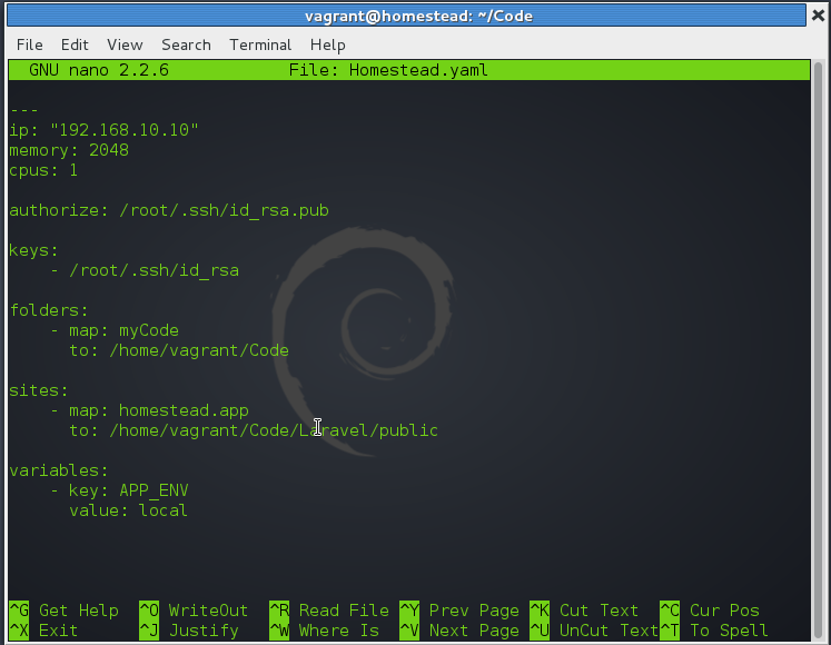 Homestead configuration on debian