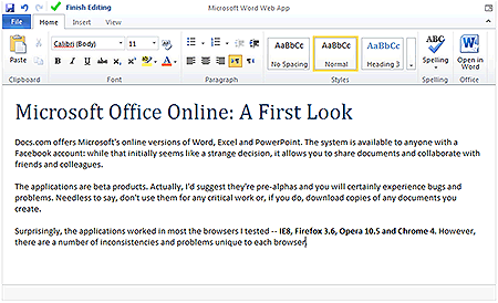 MS Office Word Web App