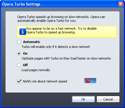 Opera Turbo settings