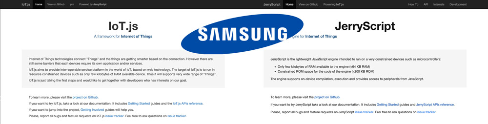 Страницы Samsung IoT.js и JerryScript