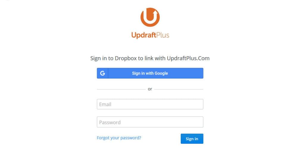 Подключите UpdraftPlus к Dropbox