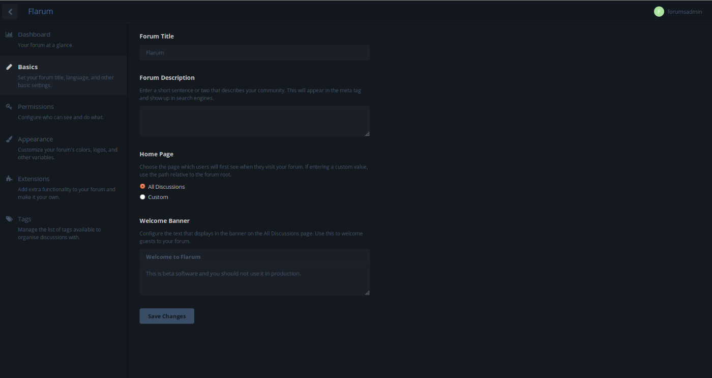 Flarum Administration - Basics