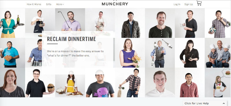 Страница "О" компании Munchery.