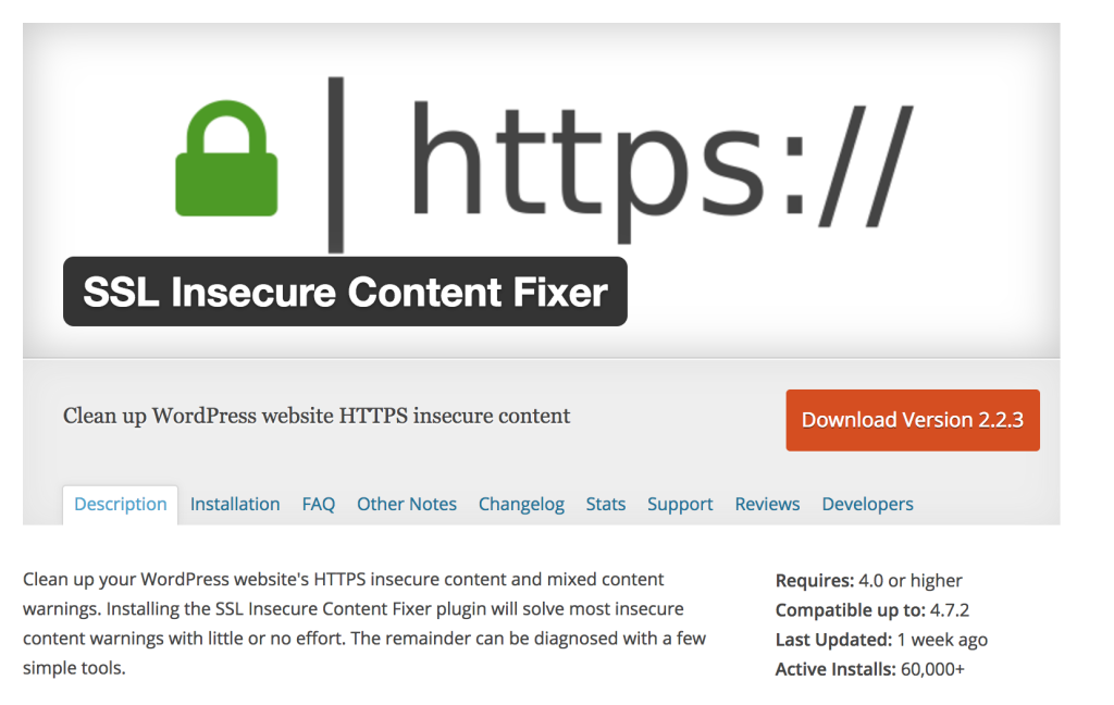 Небезопасный SSL Fixer Content