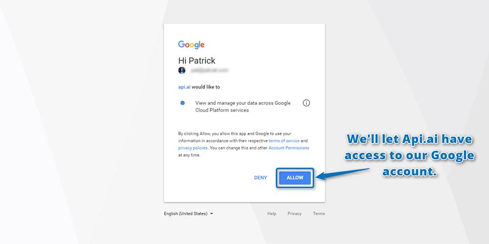 Предоставление доступа к вашей учетной записи Google