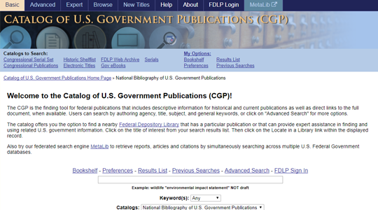 Каталог государственных публикаций США