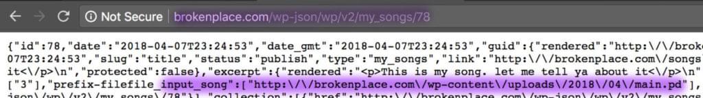 Broken Place JSON: нет указания на код WordPress