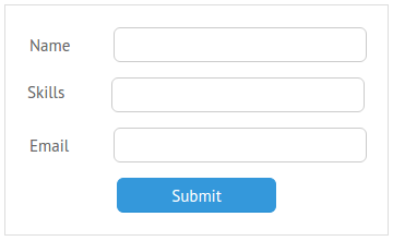 Webix form with name, skills and email fields