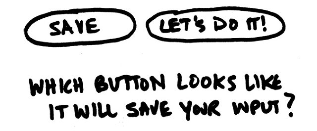 Две кнопки «Сохранить» и «Давайте сделаем это» - что сохранит ваш ввод?