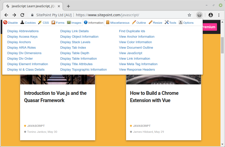 Расширение Chrome для веб-разработчиков
