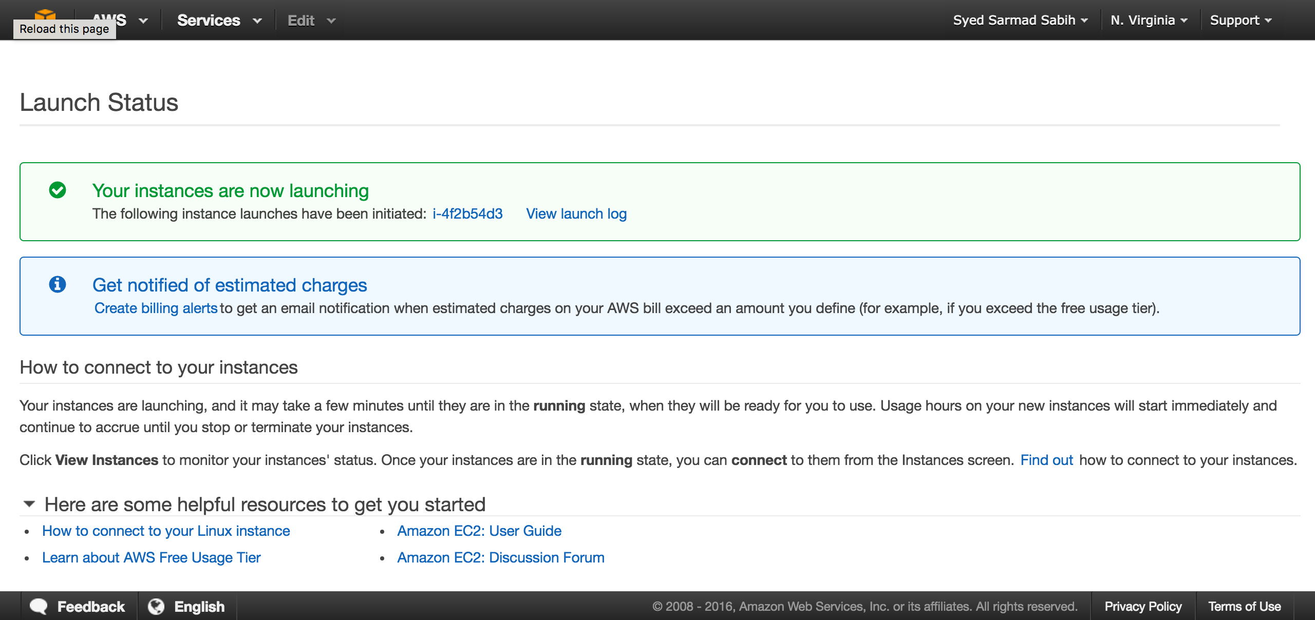 AWS-ec2-экземпляр запущен