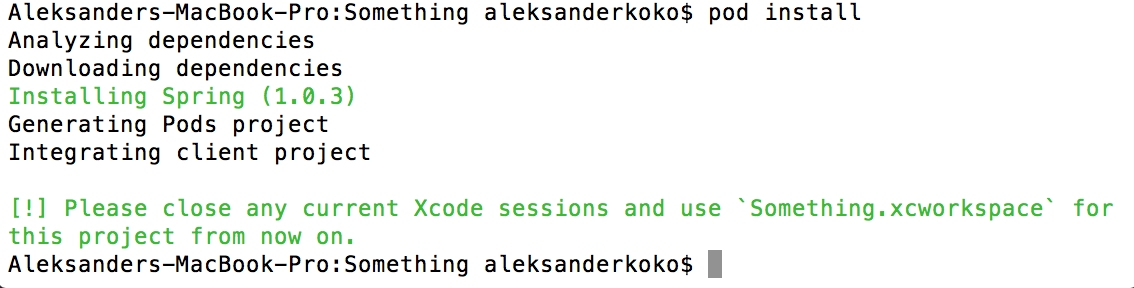 CocoaPods на терминале