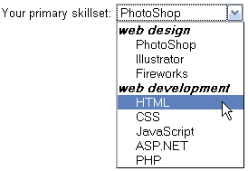 HTML выберите оптгруппу