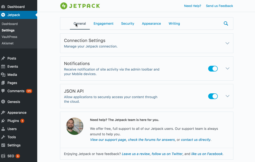 Настройки Jetpack