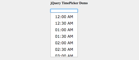 Пример jQuery Timepicker