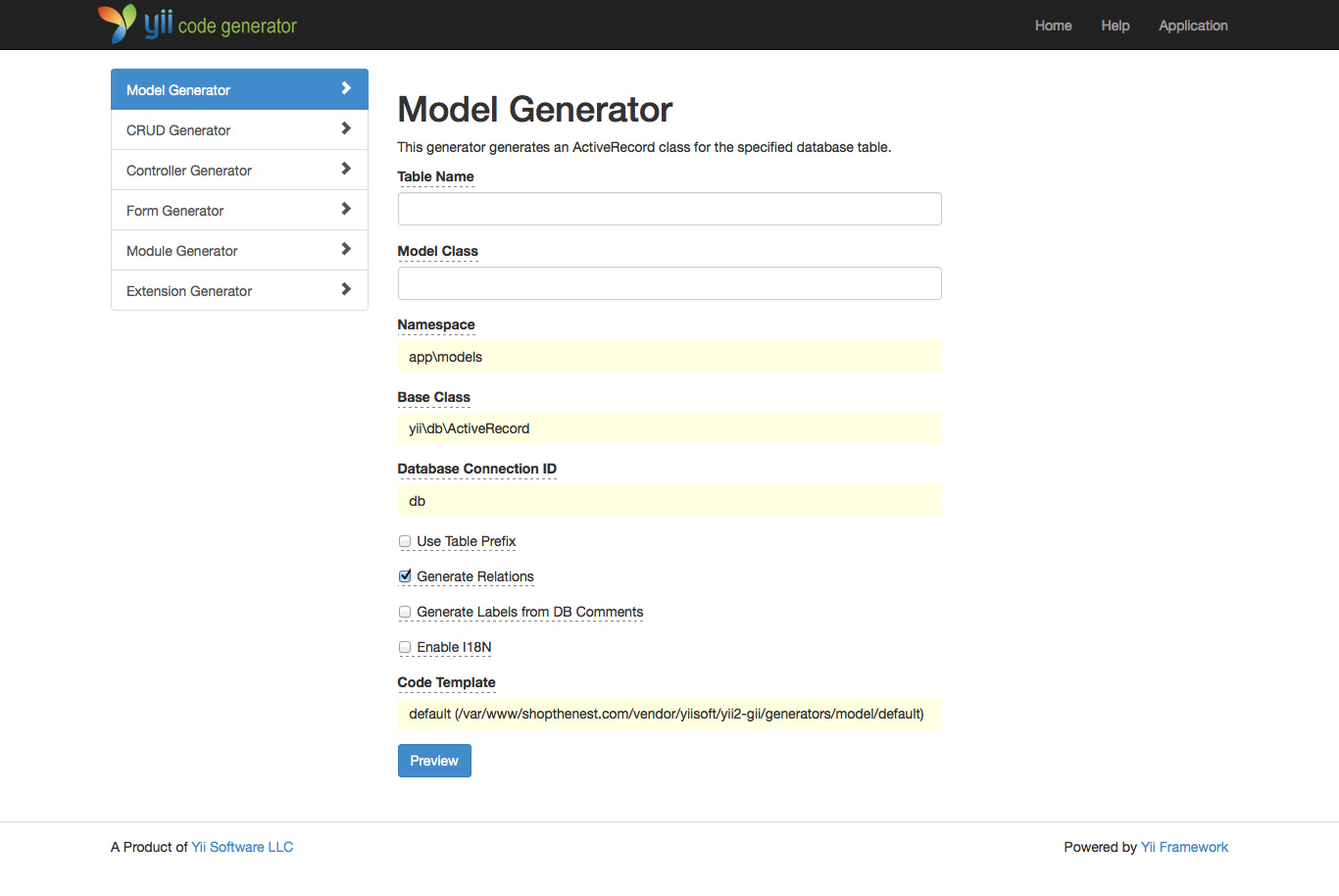 Gii Model Generator