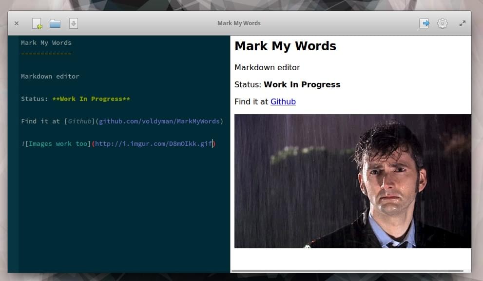 Скриншот редактора Markdown Mark Mark