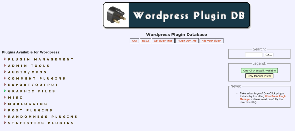 WP-Plugins.net; Старый каталог плагинов WordPress Ноябрь 2004