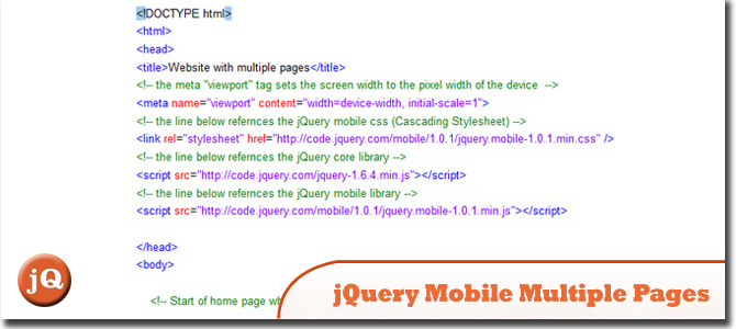 jQuery Mobile Несколько страниц