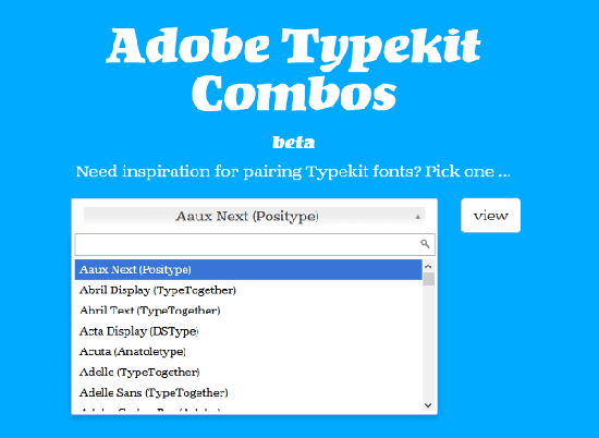 Веб-сайт Adobe Typekit Combos.