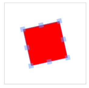 Рисунок 7 Красный, повернутый прямоугольник в выбранном состоянии (элементы управления видимы)
