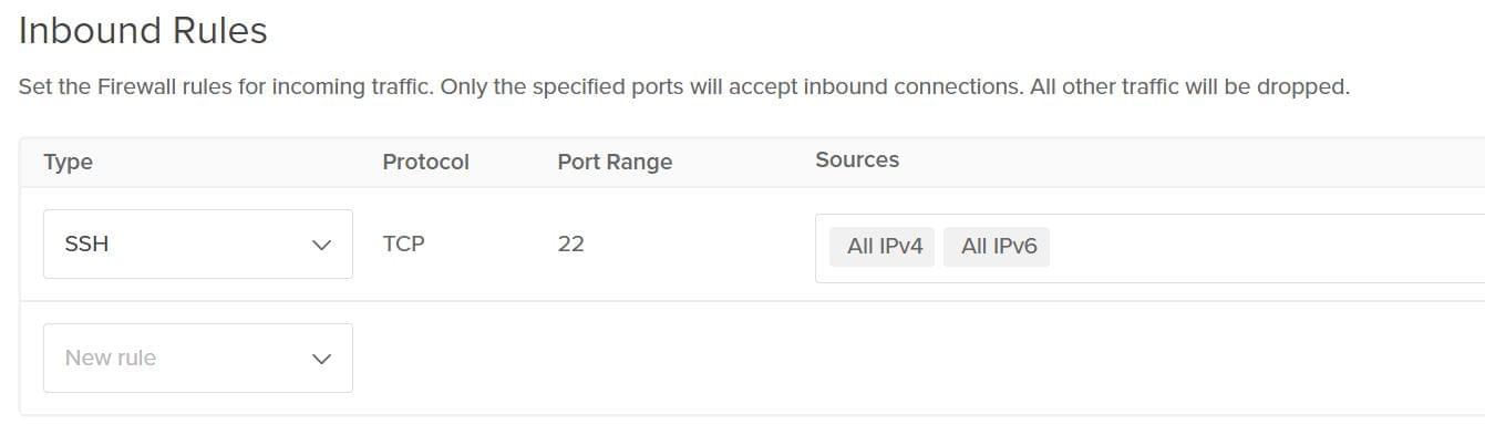 Брандмауэр DigitalOcean
