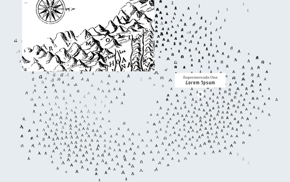 Карта шрифтов IDEO против винтажной рисованной карты