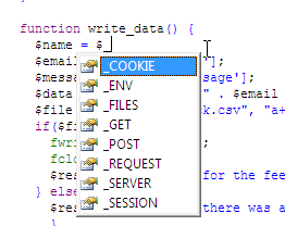 A handy reminder of the expected variables