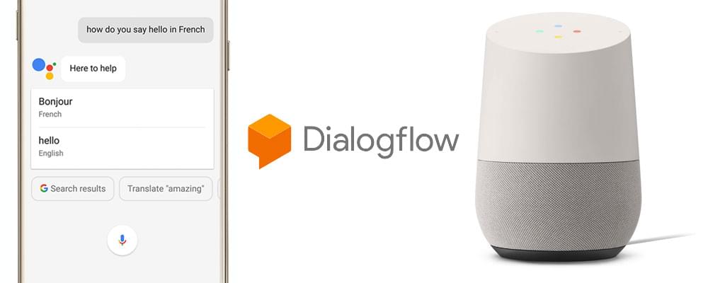 Логотип Dialogflow, Google Home и Google Assistant