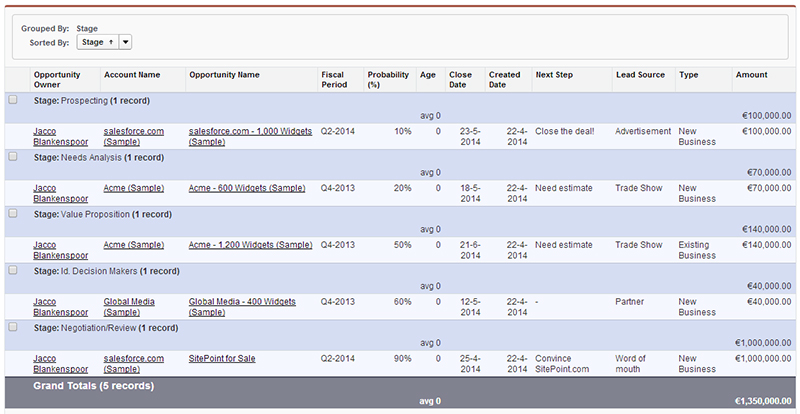 SalesForce Reports