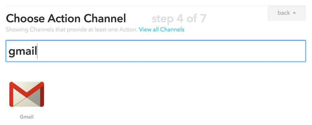 Выбор Gmail Action Channel
