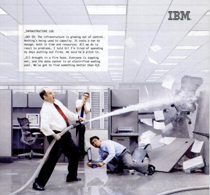 Забавный образ пожара в офисе IBM