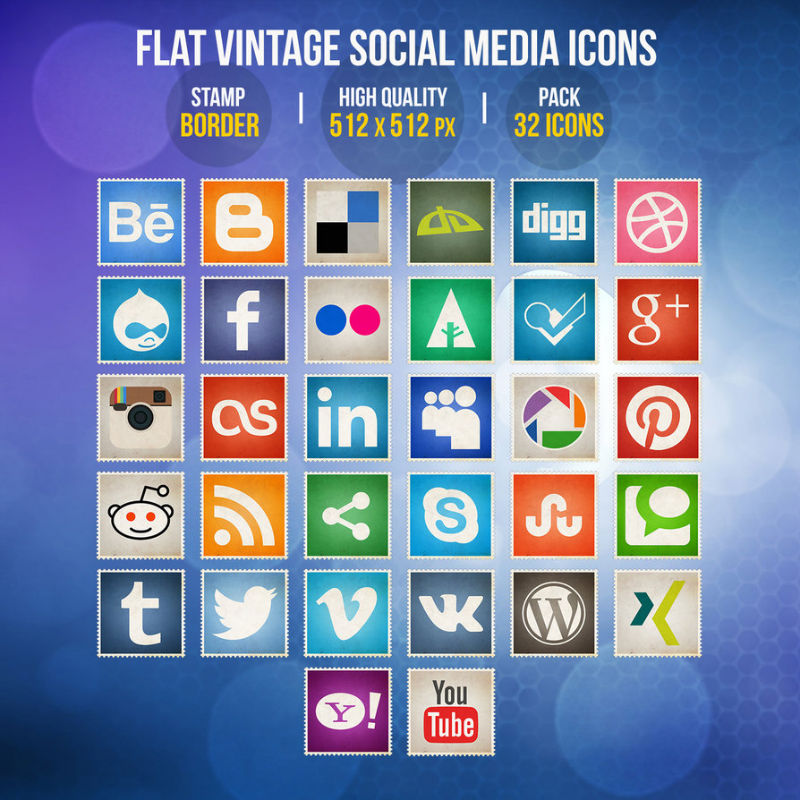 Социальные - 08 - flat_vintage_social_media_icons_by_limav-d77o4gn-w800