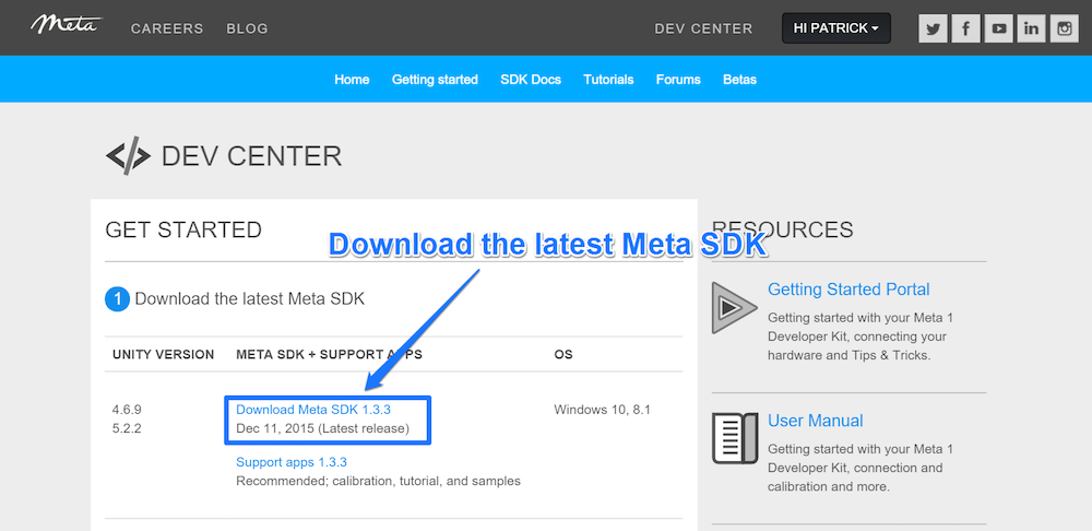 Загрузка последней версии Meta SDK