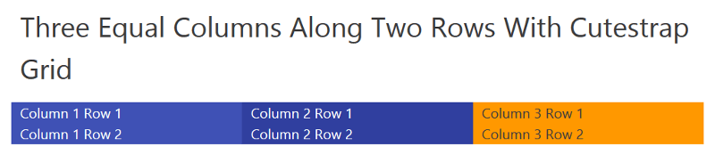 Три равных столбца и два ряда с сеткой Cutestrap.