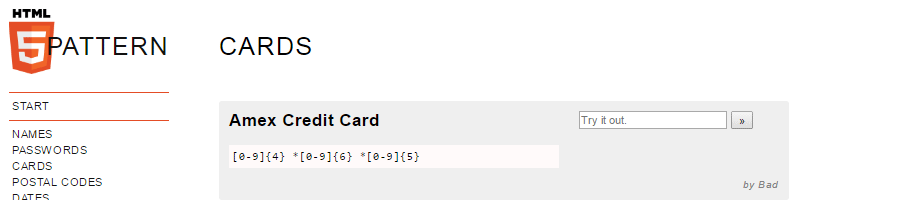 HTML5 Pattern