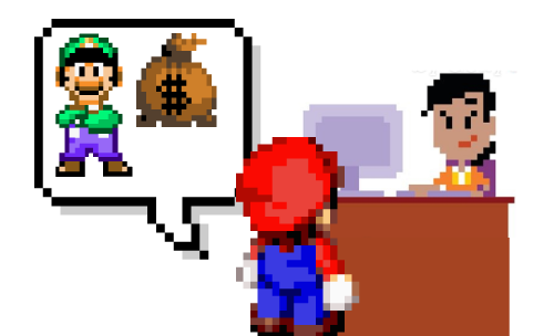 Марио отправляет деньги Луиджи через банк