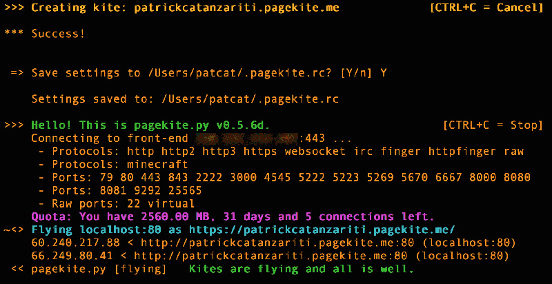 PageKite работает на порте 80