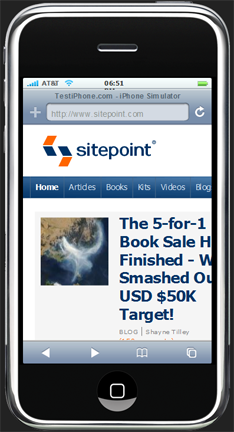 Sitepoint iPhone simulation.