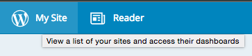 Кнопка «Мой сайт» в WordPress поставляется с всплывающей подсказкой, предлагающей просмотреть список ВАШИХ сайтов.