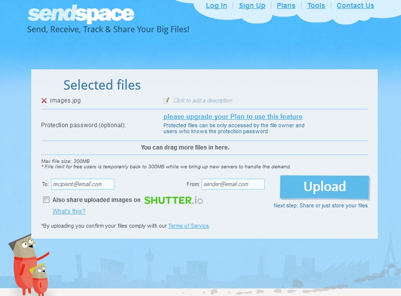 Отправка файла в Sendspace