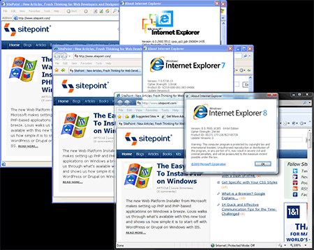 IE6, IE7 и IE8 все вместе на одном рабочем столе