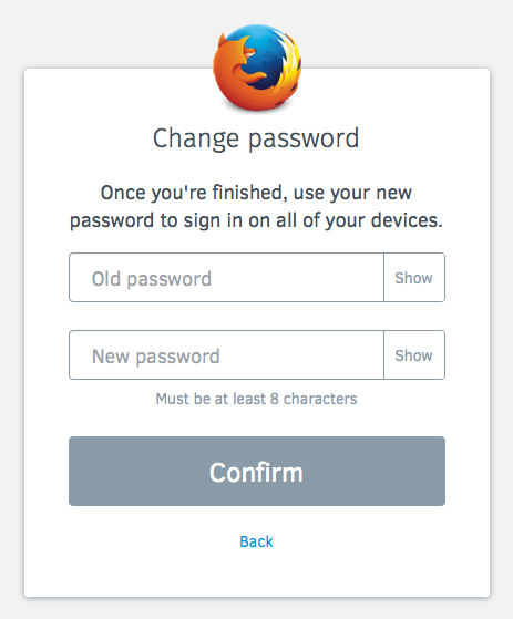 Диалог смены пароля Firefox