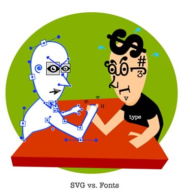 Иллюстрация: парень шрифта армрестлинга против человека SVG (автор Алекс Уокер)