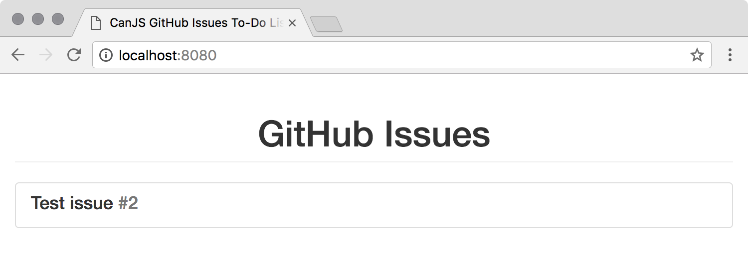 Снимок экрана примера приложения со списком проблем GitHub