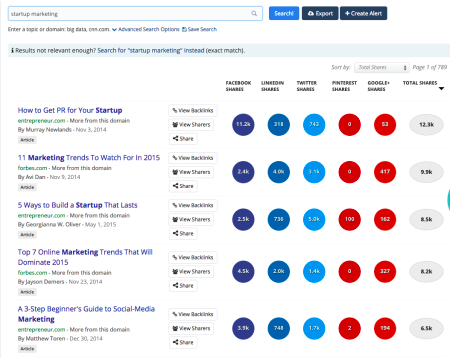 Buzzsumo нишевые результаты