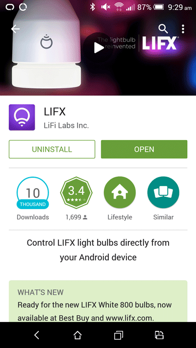 Приложение LIFX для Android