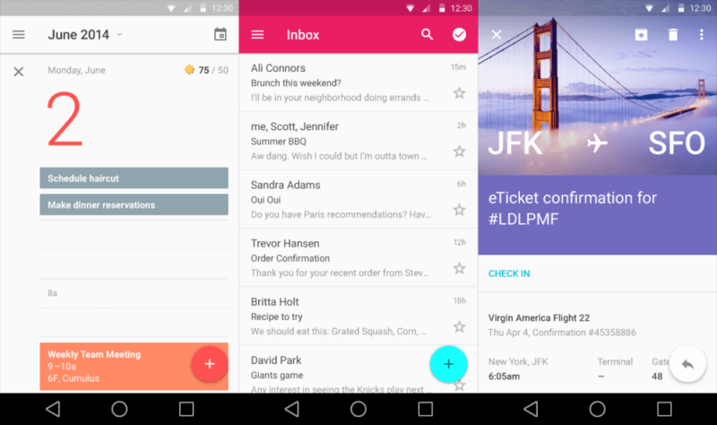 Платформа Google Material Design в трех разных приложениях